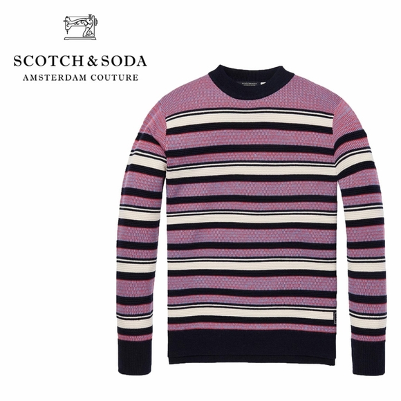 Scotch Soda Funnel Neck Stripe Wool 